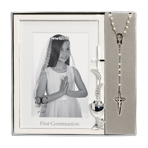 First Communion Frame 4x6 w/ Rosary Set