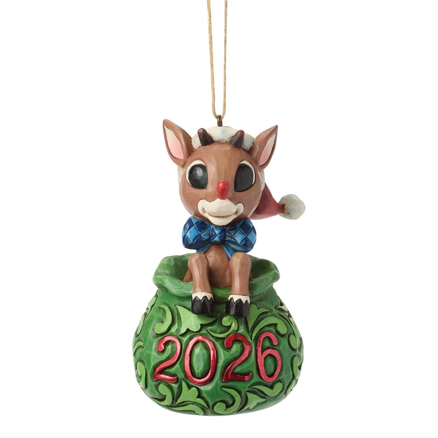 Dated 2026 Rudolph in Bag Ornament
