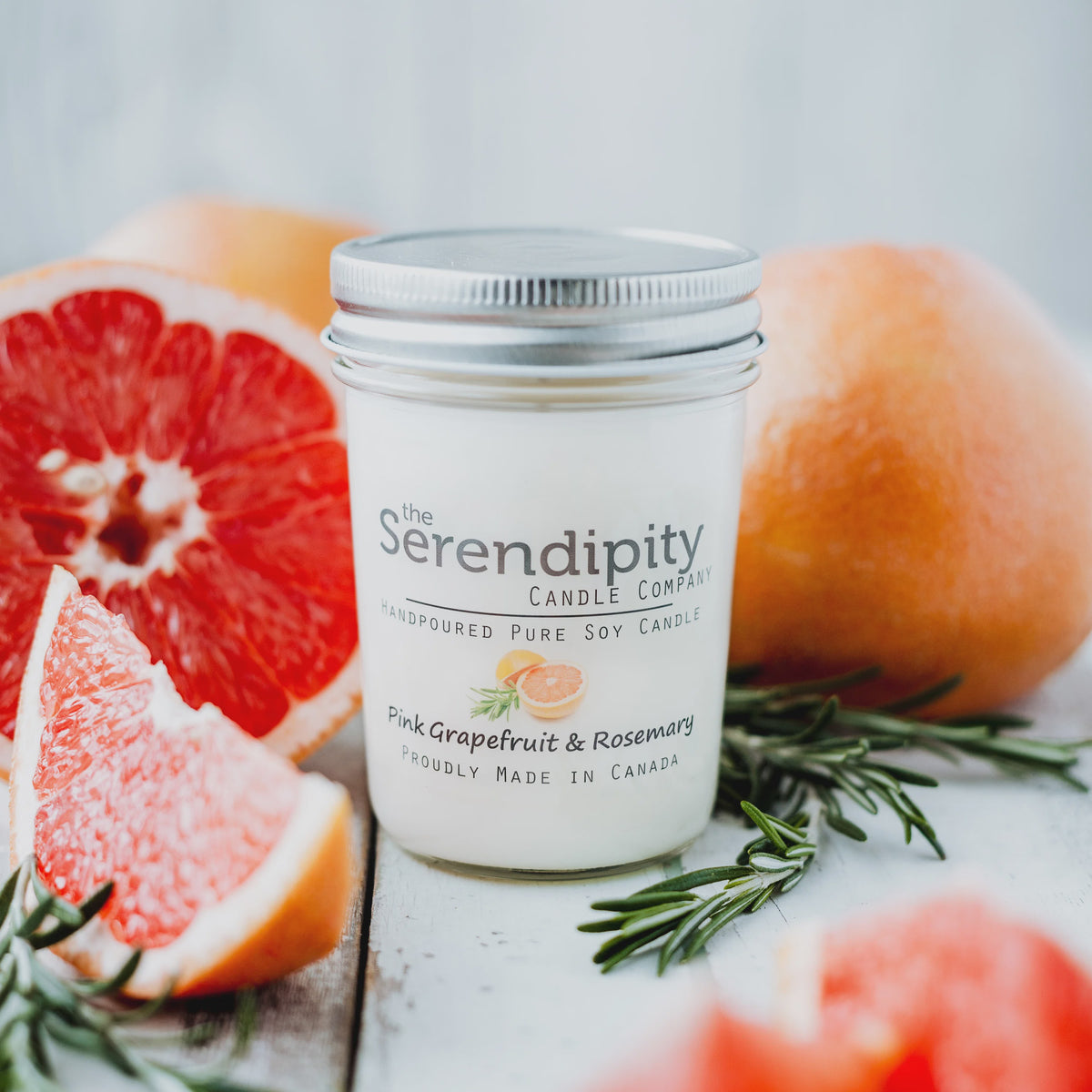 Pink Grapefruit & Rosemary 8oz Candle Jar