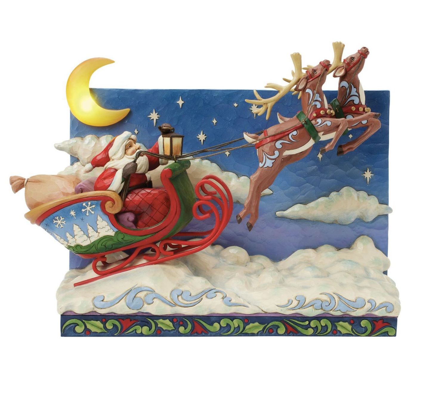 Jim Shore Santa Sleigh with Reindeer LED