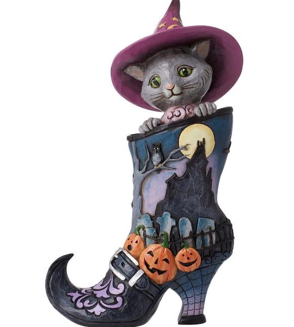 Witches Boot with Cat Figurine