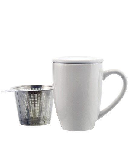 Off-White Mug with Steeper and Lid