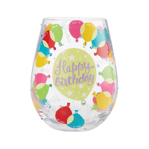 "Birthday Balloons" Stemless Wine Glass