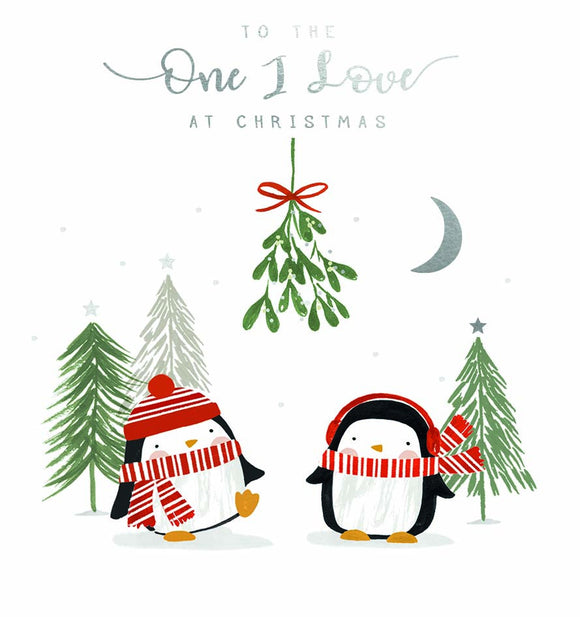 To The One I Love At Christmas Card - Penguins