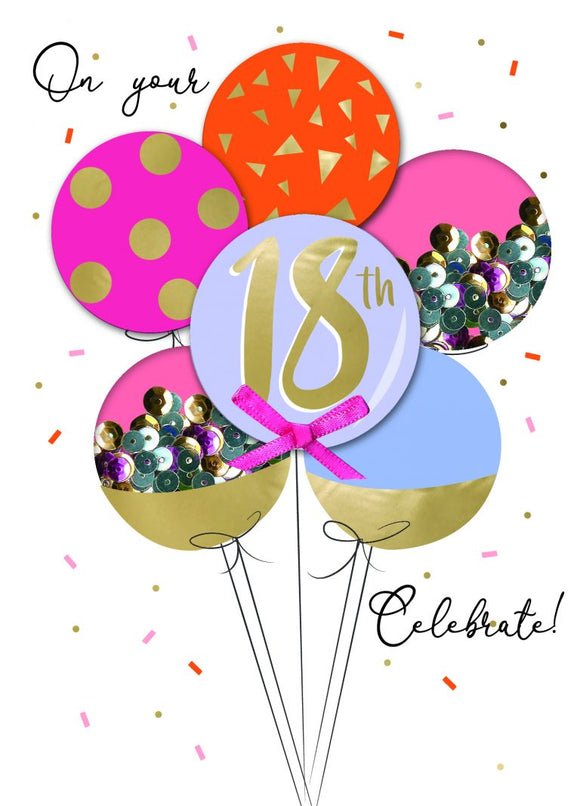 18th Birthday Card with Balloons Card