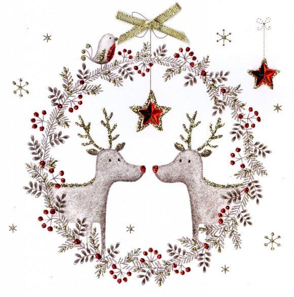 White Christmas Reindeers Card