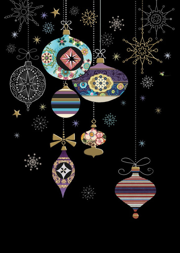 Patterned Baubles Christmas Card