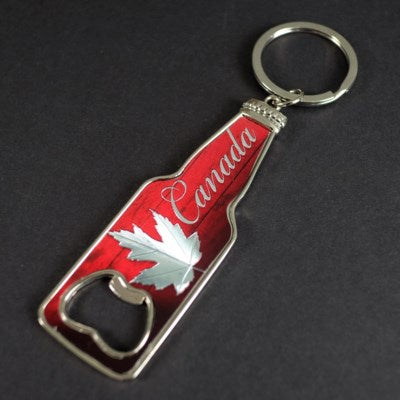 Red Canada Bottle Opener with Keychain