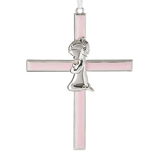 Pink Girl Cross Ornament