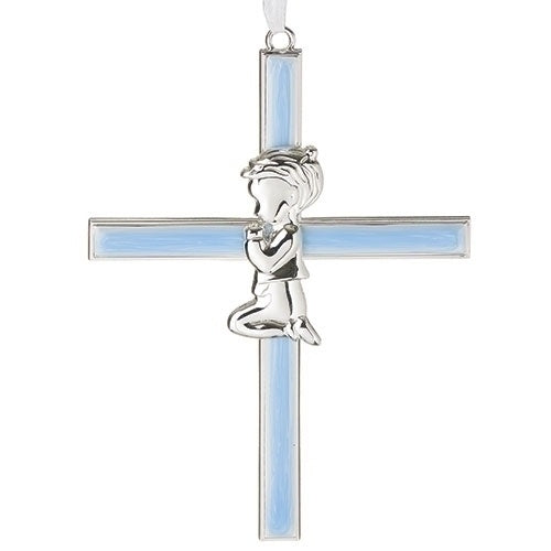 Blue Boy Cross Ornament