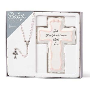 Pink Cross and Rosary Set