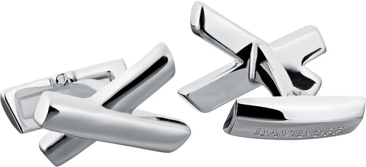 DAVIDOFF ZINO BRASS RHODIUM PLATED SILVER - HYPHEN CUFFLINKS