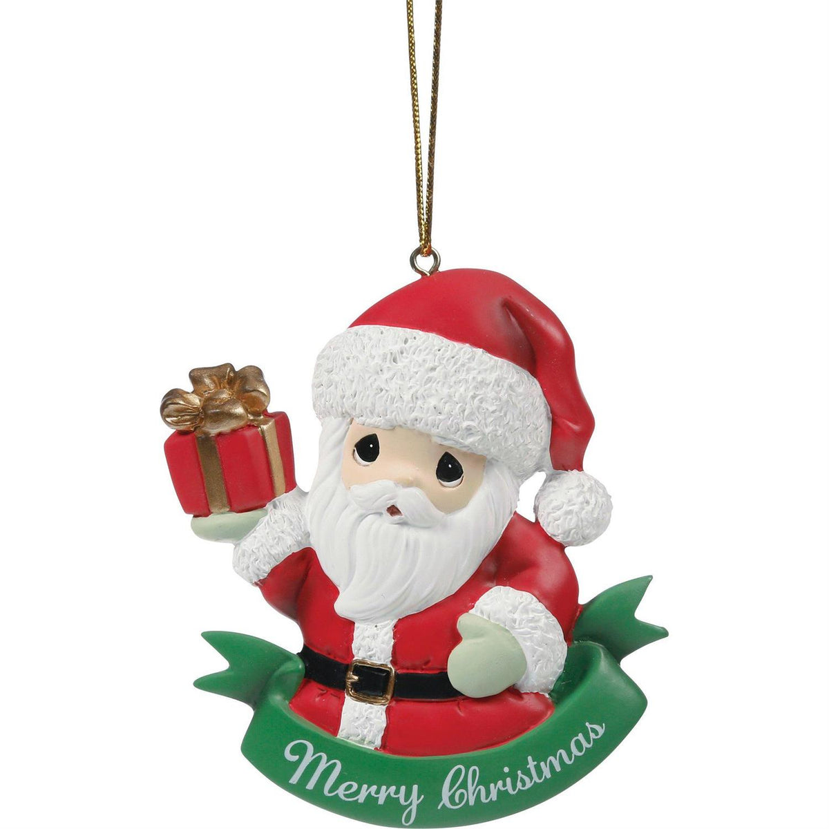 Santa Holding Present Flat Ornament