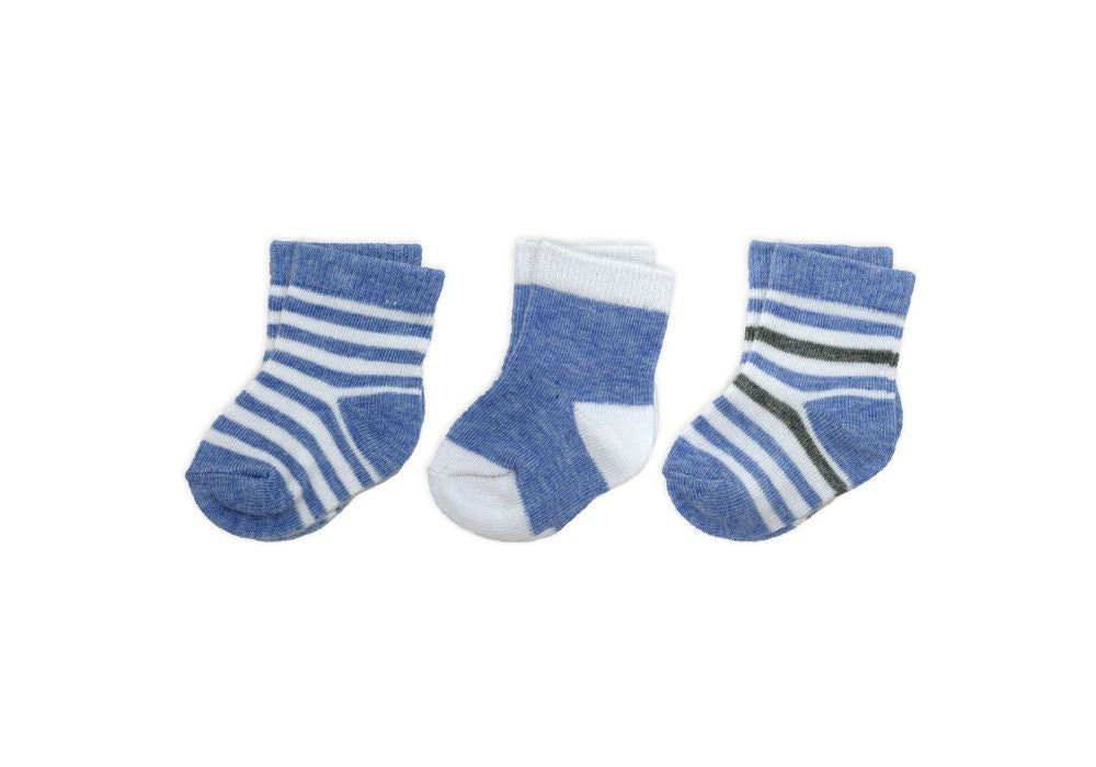 3 Pairs Crew Sock In a Box: Blue