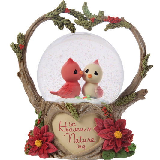 Cardinal Couple Musical Snow Globe