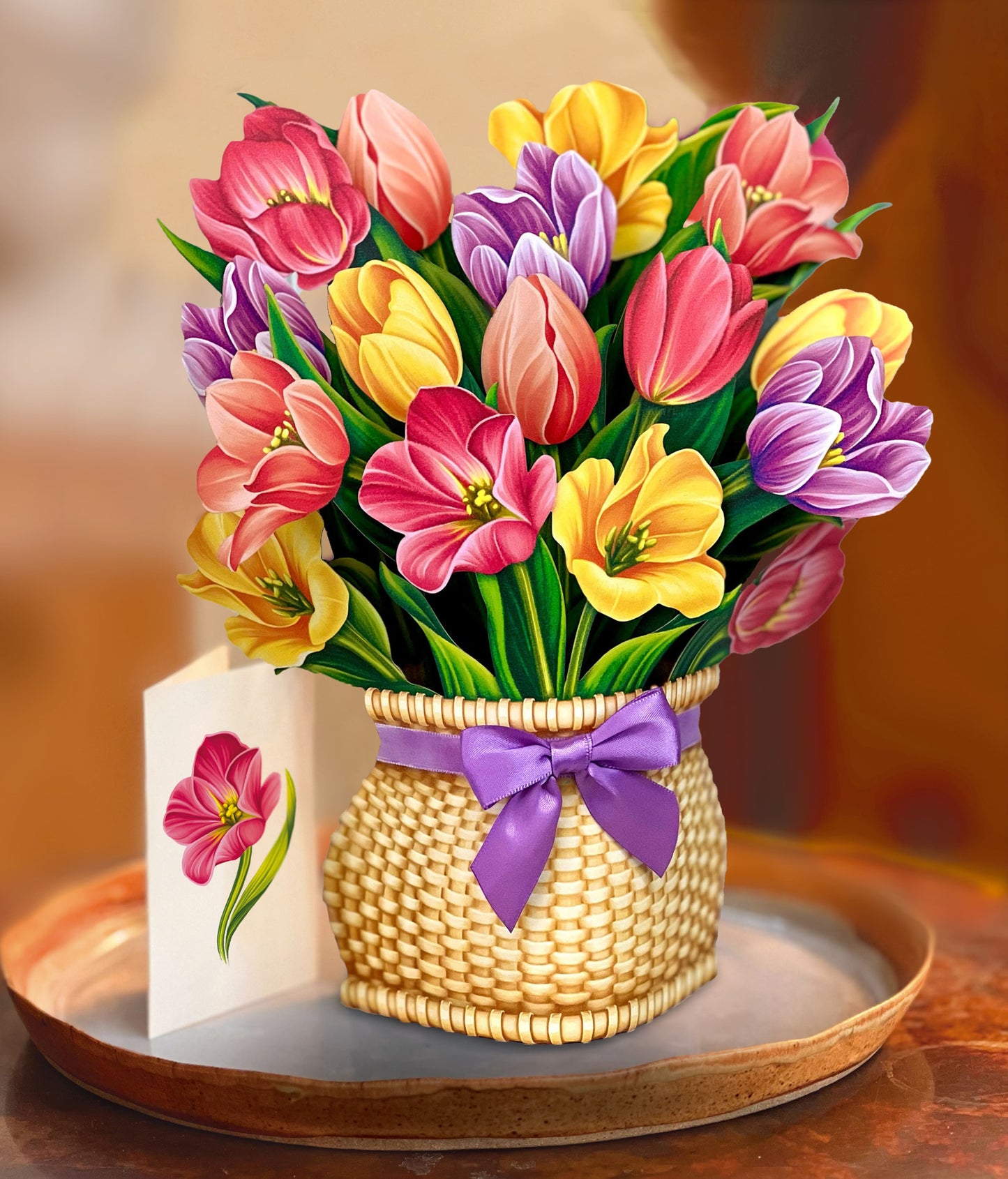 Festive Tulips Pop-Up Card - Large