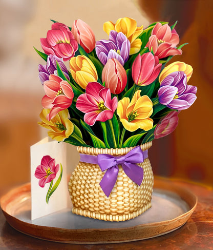 Festive Tulips Pop-Up Card - Large