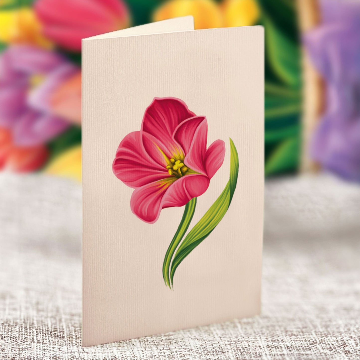 Festive Tulips Pop-Up Card - Large