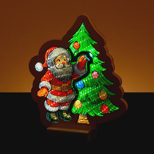 8" Santa & Christmas Tree Infinity Light