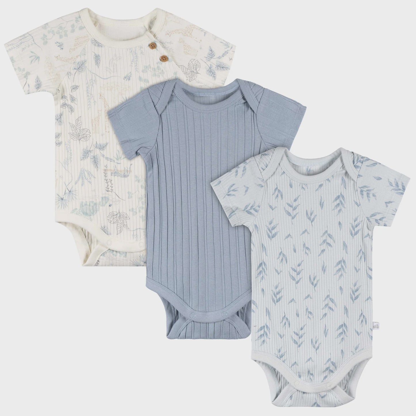 Blue Short Sleeve Bodysuits - 3pk (6-9 Months)