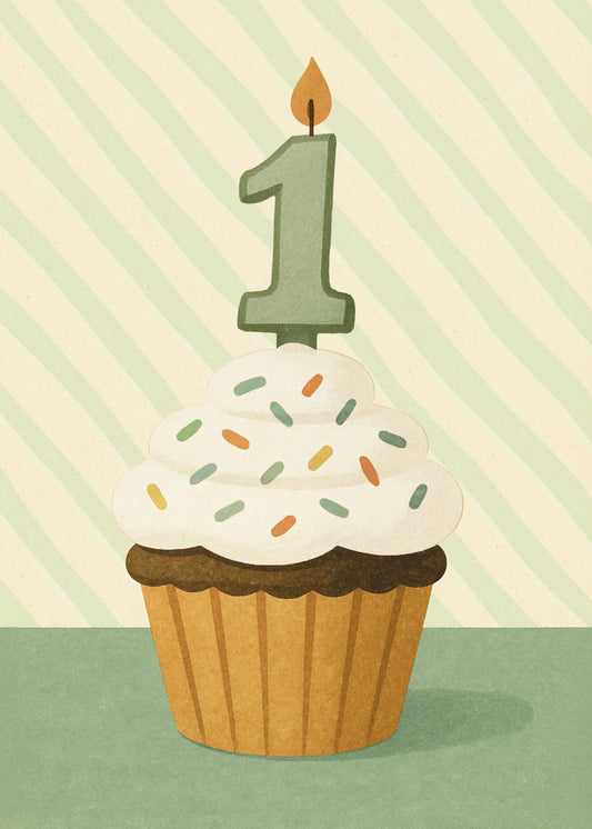 One Cupcake 1st Birthday Card