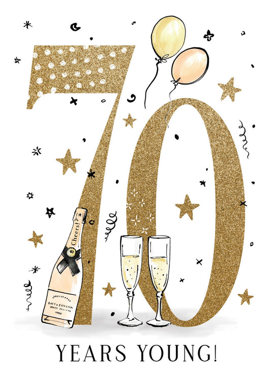 Seventy Years Young Birthday Card