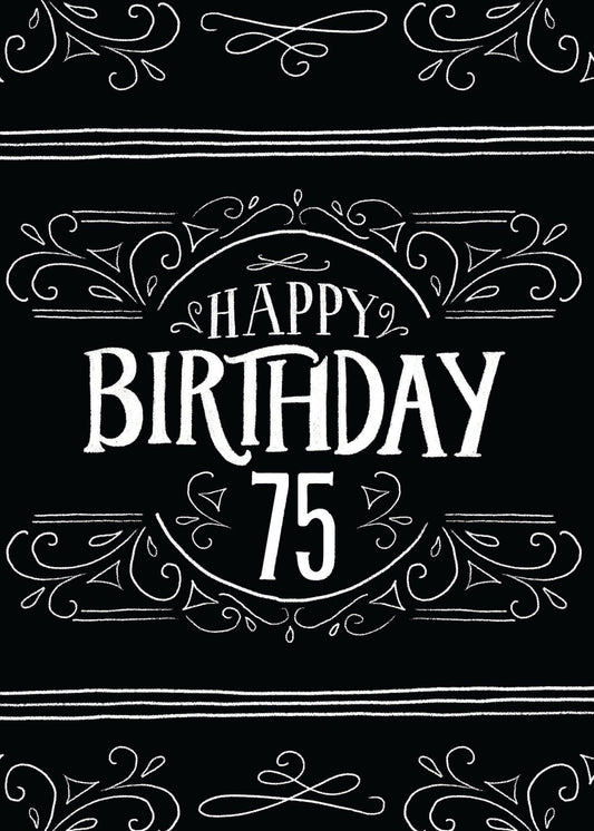 Chalkboard 75th Birthday Card