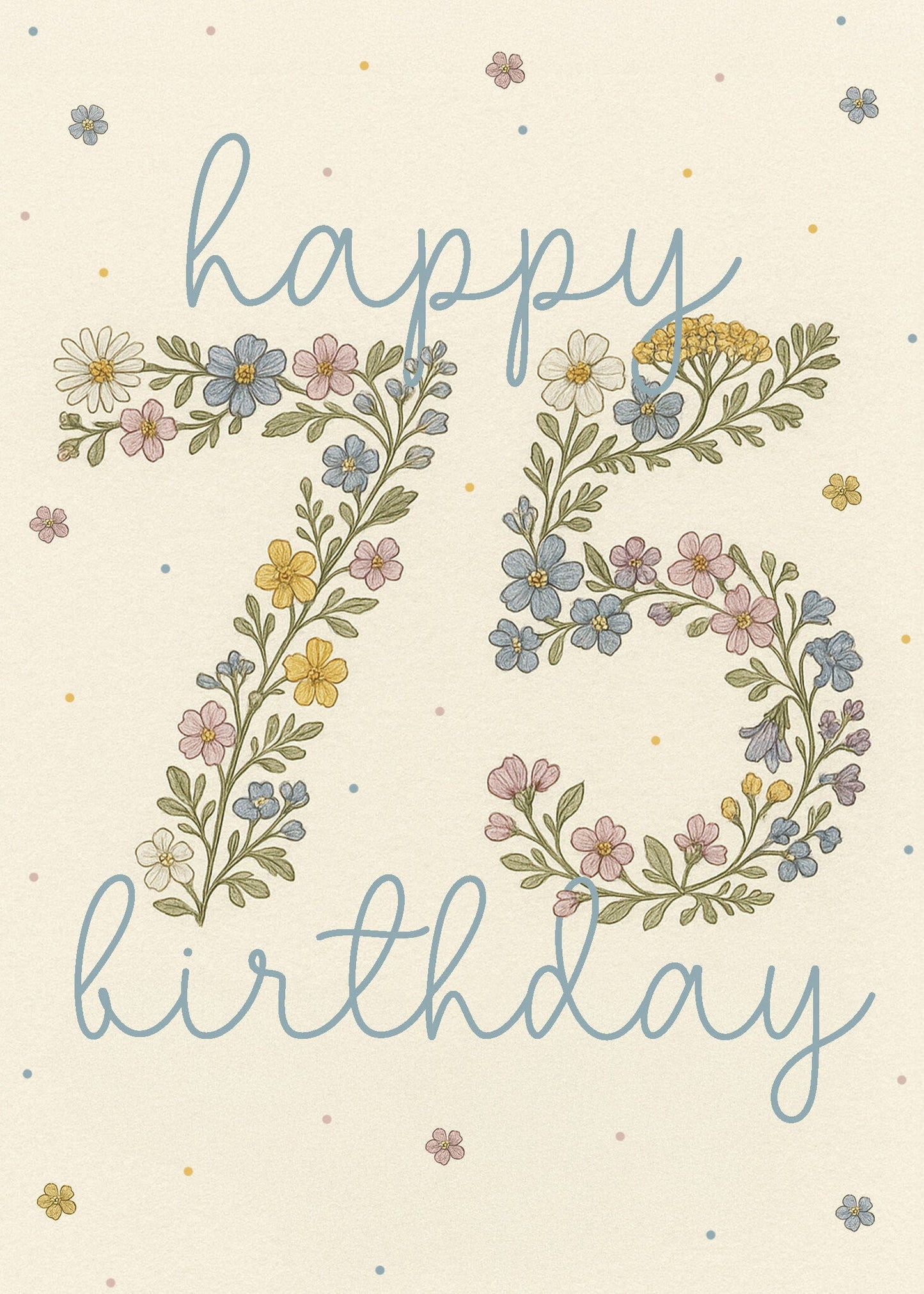 75 Floral Number Birthday Card