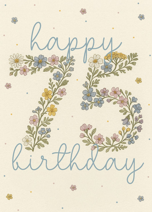 75 Floral Number Birthday Card