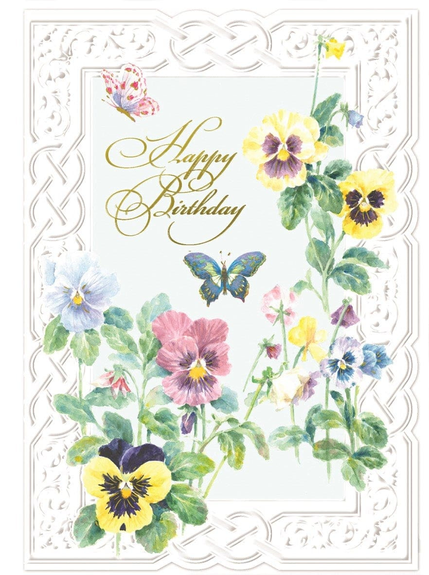 Butterflies & Pansies Birthday Card