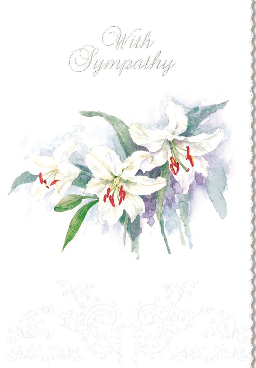 With Sympathy White Tiger Lilies Card