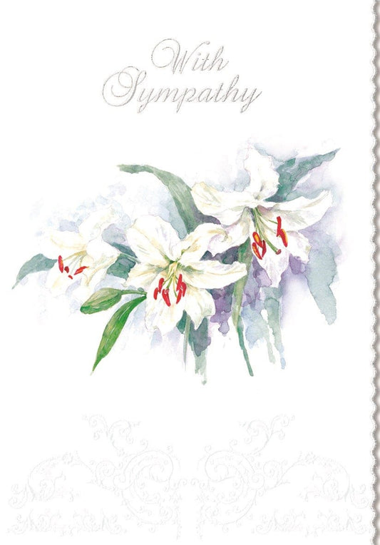 With Sympathy White Tiger Lilies Card