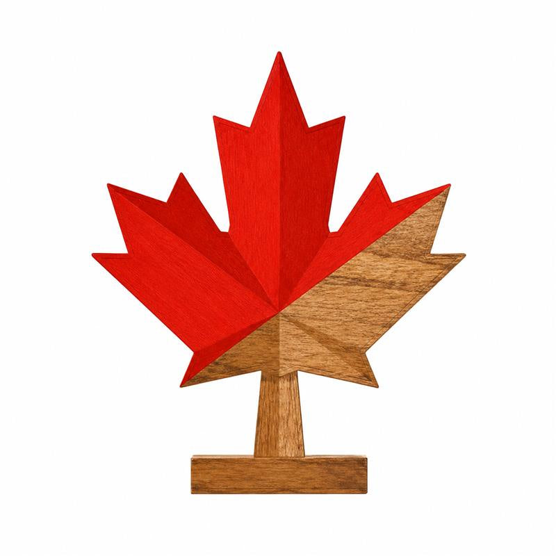 Wood Maple Leaf on Stand