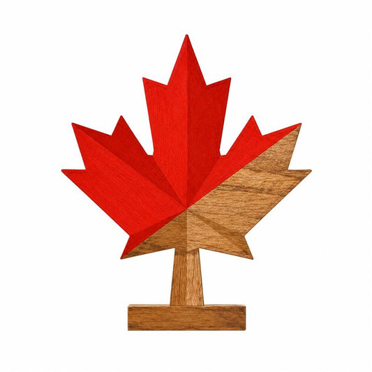 Wood Maple Leaf on Stand