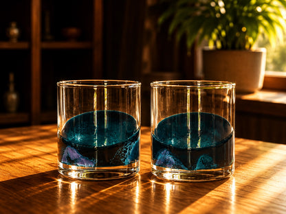 Resin Accented Whisky Glasses - Set of 2