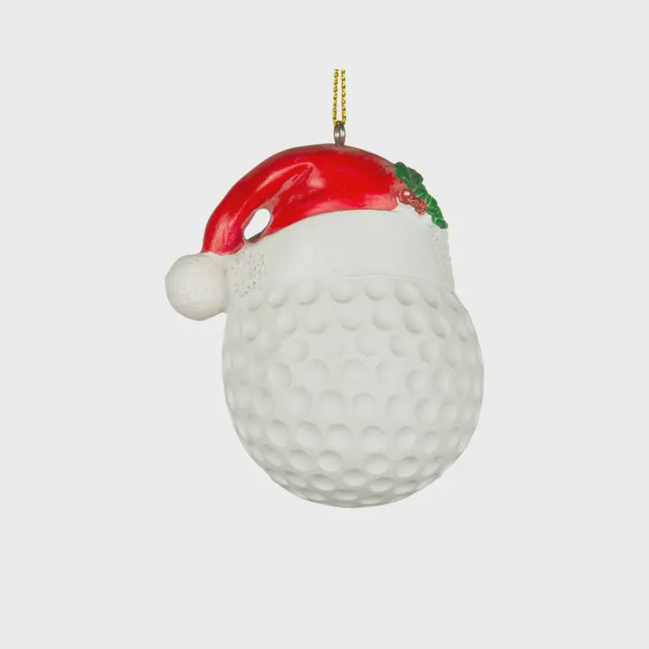 3" Golf Ball W/Santa Hat Ornament