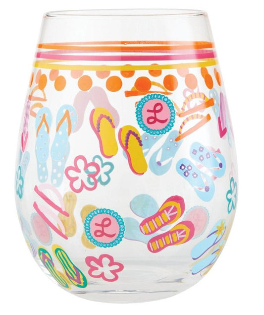 "Flip Flops" Stemless Wine Glass