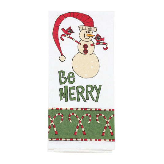 Candycanes Snowman Tea Towel