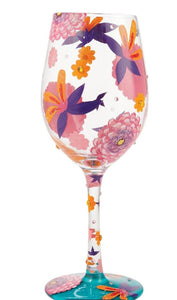 "Funky Florals" Wine Glass