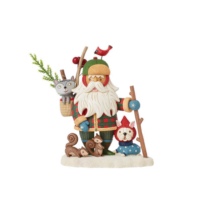 Woodsy Walking Santa Figurine