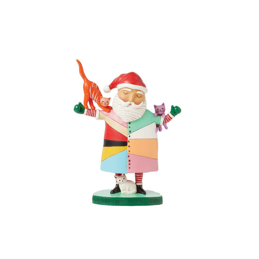 Crazy Cat Santa Figurine