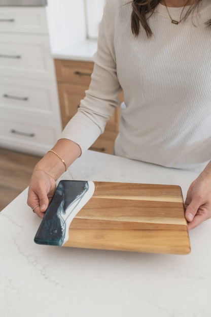 Wood Resin Date Night Cheese Charcuterie Board