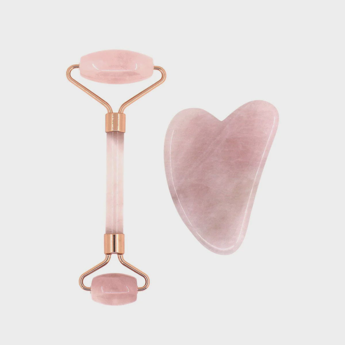 Rose Quartz Roller & Gua Sha Facial Massage Set