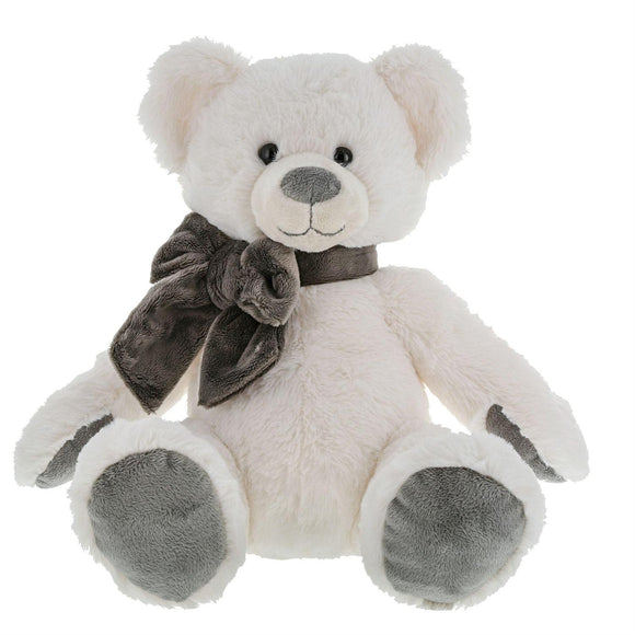 White Teddy Bear Gray Bow