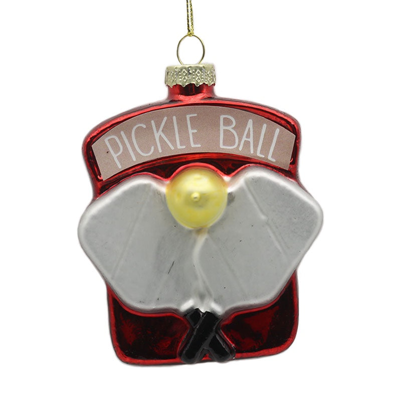 Pickle Ball Ornament Glass