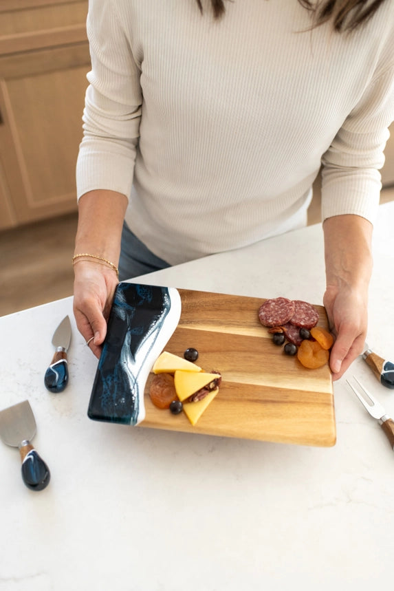 Wood Resin Date Night Cheese Charcuterie Board