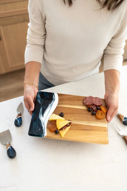 Wood Resin Date Night Cheese Charcuterie Board