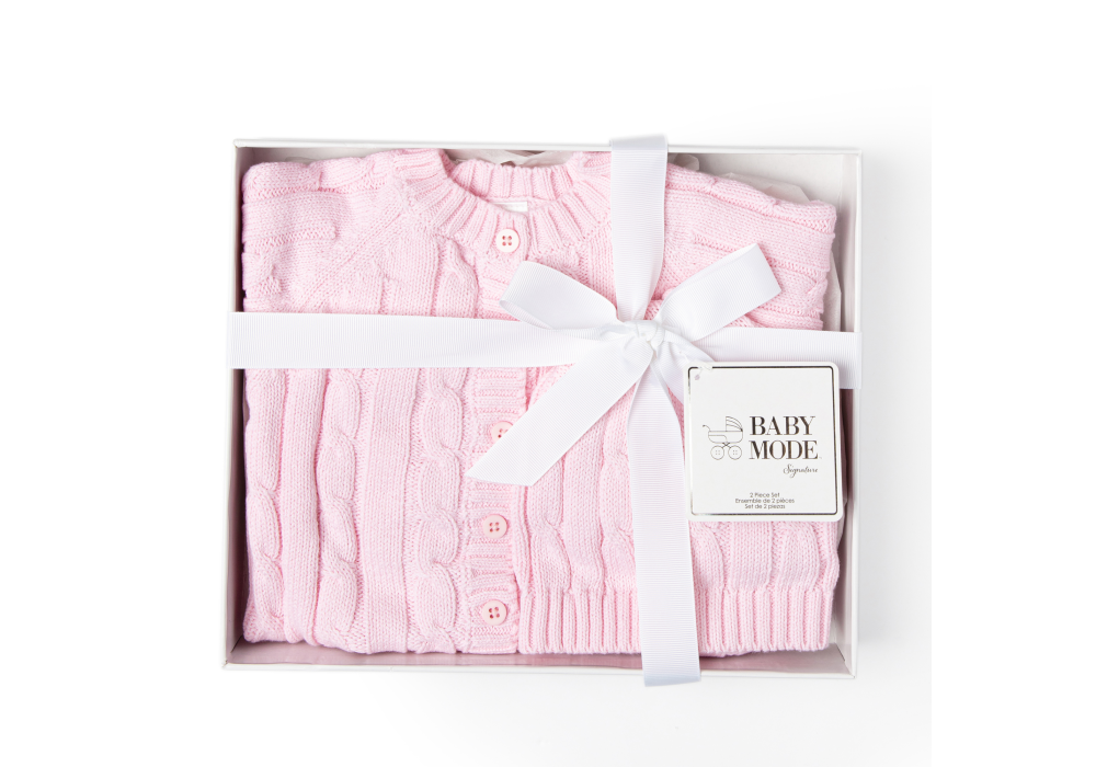 2-Piece Knitted Boxed Set: Pink 0-6M Pink