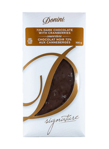 Donini 72% Dark Couverture Chocolate with Cranberries, 100g