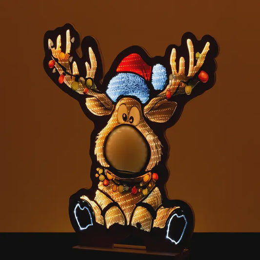 24" Sitting Reindeer Infinity Light